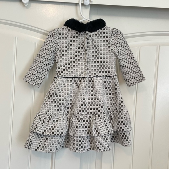 Janie and Jack girls black and white faux fur collar tiered dress size 18-24 mo - Picture 5 of 5